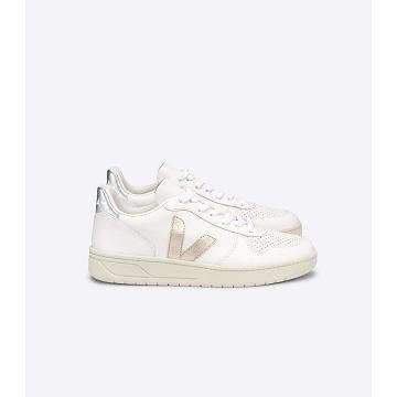 Veja V-10 LEATHER Tenisky Damske White/Silver | SK 650DFM